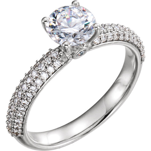 Cubic Zirconia Engagement Ring- The Brianna (Pavé Band with Peekaboo Side Stone)