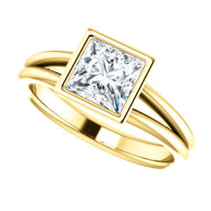 Cubic Zirconia Engagement Ring- The Shae (Customizable Princess Cut Split-Band Solitaire)