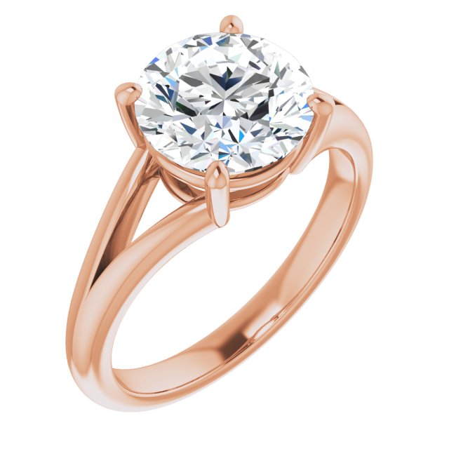 14K Rose Gold Customizable Round Cut Solitaire with Tapered Split Band