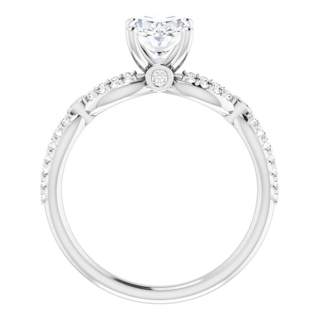 Cubic Zirconia Engagement Ring- The Aashi (Customizable Oval Cut Design with Infinity-inspired Split Pavé Band and Bezel Peekaboo Accents)