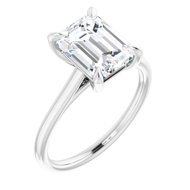 10K White Gold Customizable Classic Cathedral Emerald/Radiant Cut Solitaire