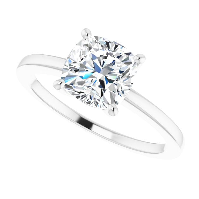 Cubic Zirconia Engagement Ring- The Avril (Customizable Bowl-Prongs Cushion Cut Solitaire with Thin Band)