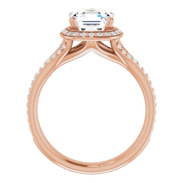 Cubic Zirconia Engagement Ring- The Kylee (Customizable Cathedral-set Asscher Cut Style with Split-Pavé Band)