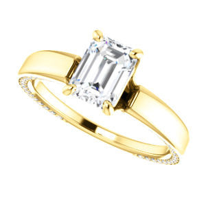 Cubic Zirconia Engagement Ring- The Rosalina (Customizable Radiant Cut with Three-sided Pavé Band)