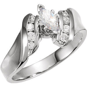 Cubic Zirconia Engagement Ring- The Latisha (Customizable 9-stone Artisan Style with Vertical Round Channel)