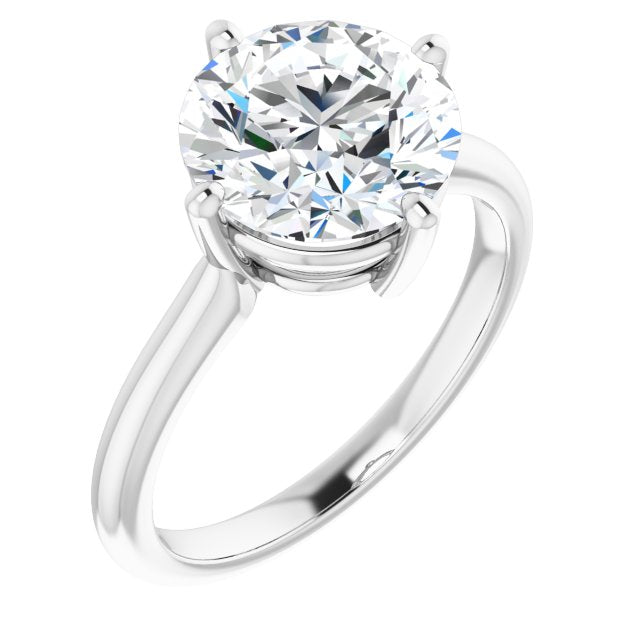 10K White Gold Customizable Round Cut Solitaire with Raised Prong Basket