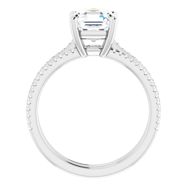 Cubic Zirconia Engagement Ring- The Isidora (Customizable Asscher Cut Center with Wide Pavé Accented Band)