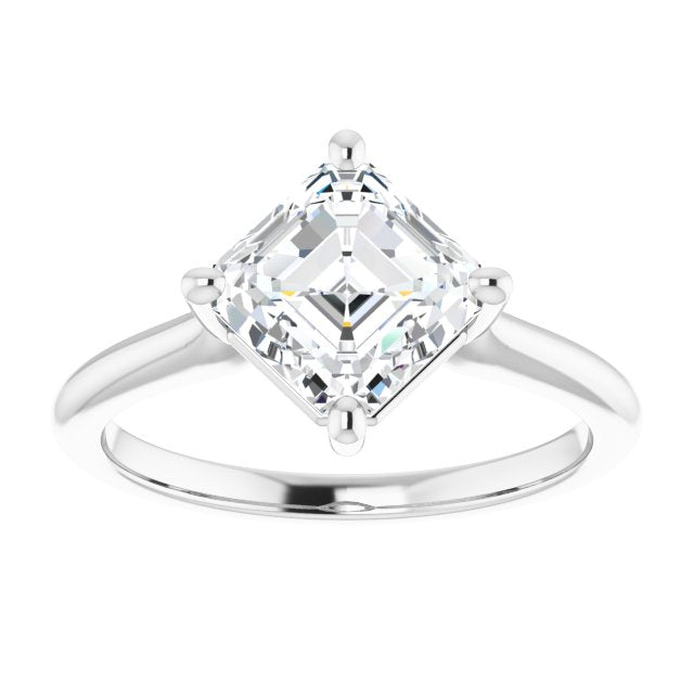 Cubic Zirconia Engagement Ring- The Adora (Customizable Asscher Cut Solitaire with Raised Prong Basket)