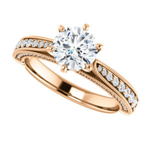 Cubic Zirconia Engagement Ring- The Claudia Jeanine (Customizable Round Cut Three Sided Band)