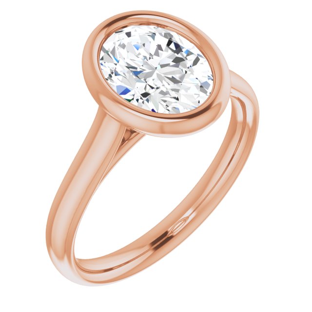 10K Rose Gold Customizable Cathedral-Bezel Oval Cut Solitaire
