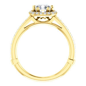Cubic Zirconia Engagement Ring- The Jessika (Customizable Cathedral-set Cushion Cut Design with Halo and Thin Pavé Band)
