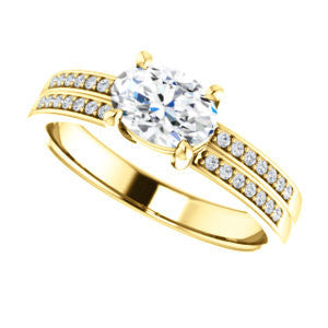 Cubic Zirconia Engagement Ring- The Lyla Ann (Customizable Oval Cut Design with Wide Double-Pavé Band)
