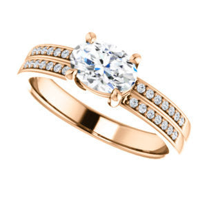 Cubic Zirconia Engagement Ring- The Lyla Ann (Customizable Oval Cut Design with Wide Double-Pavé Band)