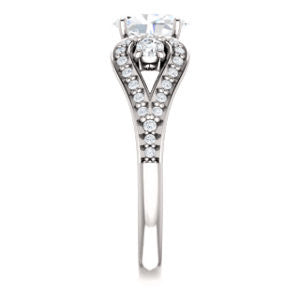 Cubic Zirconia Engagement Ring- The Tonya Laverne (Customizable Oval Cut Design with Winged Split-Pavé Band)