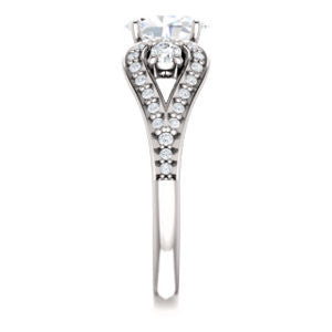 CZ Wedding Set, featuring The Tonya Laverne engagement ring (Customizable Oval Cut Design with Winged Split-Pavé Band)
