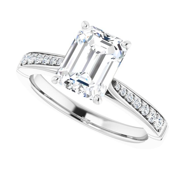 Cubic Zirconia Engagement Ring- The Ella Gabriela (Customizable Radiant Cut Design with Tapered Euro Shank and Graduated Band Accents)