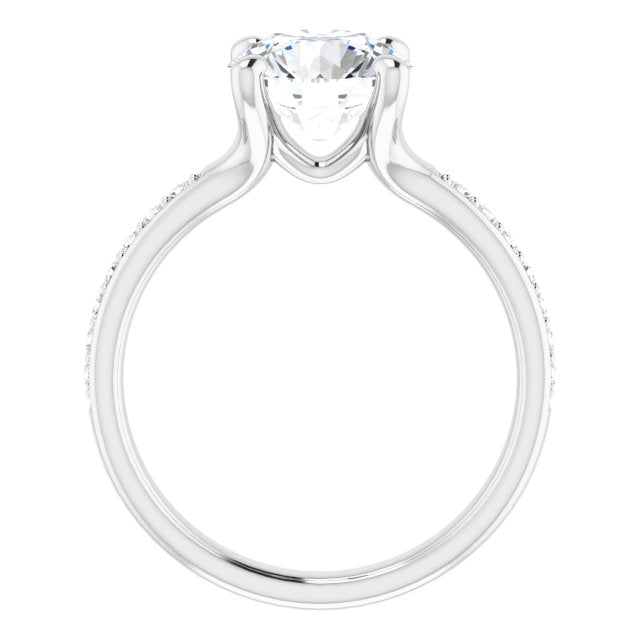 Cubic Zirconia Engagement Ring- The Faride (Customizable Heavy Prong-Set Round Cut Style with Round Cut Band Accents)
