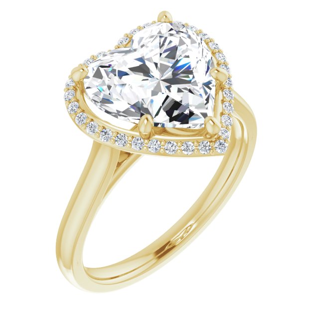 10K Yellow Gold Customizable Halo-Styled Cathedral Heart Cut Design