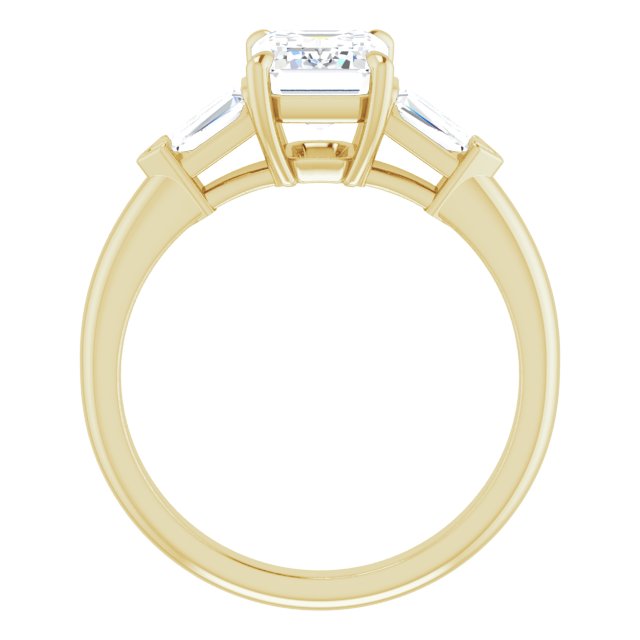 Cubic Zirconia Engagement Ring- The Fortunada (Customizable 5-stone Design with Emerald Cut Center and Quad Baguettes)
