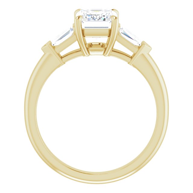 Cubic Zirconia Engagement Ring- The Fortunada (Customizable 5-stone Design with Radiant Cut Center and Quad Baguettes)