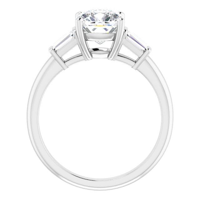 Cubic Zirconia Engagement Ring- The Chloe (Customizable 5-stone Cushion Cut Style with Quad Tapered Baguettes)