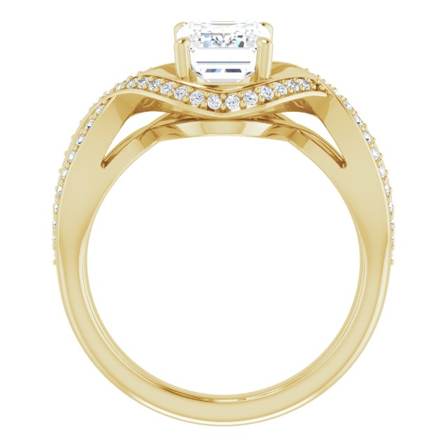 Cubic Zirconia Engagement Ring- The Gwenyth (Customizable Radiant Cut Design with Twisting, Infinity-Shared Prong Split Band and Bypass Semi-Halo)