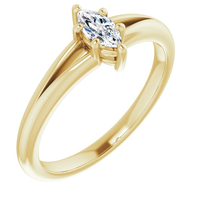 10K Yellow Gold Customizable Marquise Cut Solitaire with Tapered Split Band