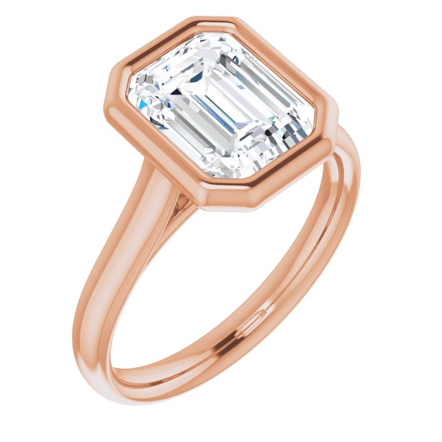 10K Rose Gold Customizable Cathedral-Bezel Emerald/Radiant Cut Solitaire