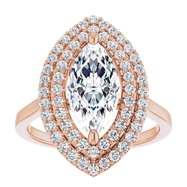 Cubic Zirconia Engagement Ring- The Giuliana (Customizable Cathedral-set Marquise Cut Design with Double Halo)