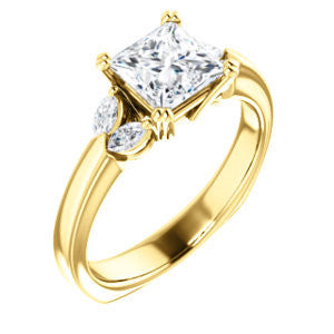Cubic Zirconia Engagement Ring- The Melitza (Customizable Princess Cut 5-stone with Marquise Accents)