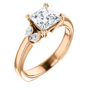 Cubic Zirconia Engagement Ring- The Melitza (Customizable Princess Cut 5-stone with Marquise Accents)