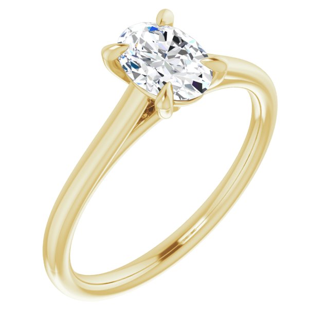 10K Yellow Gold Customizable Classic Cathedral Oval Cut Solitaire