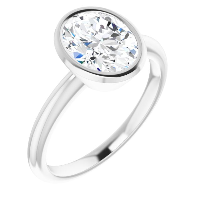10K White Gold Customizable Bezel-set Oval Cut Solitaire with Thin Band