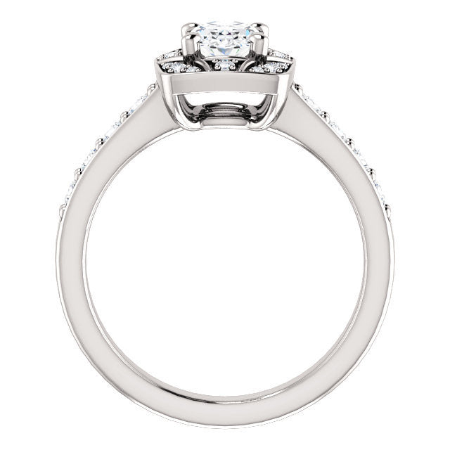 CZ Wedding Set, featuring The Payton engagement ring (Customizable Oval Cut with Segmented Cluster-Halo and Large-Accented Band)