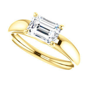 Cubic Zirconia Engagement Ring- The Johnnie (Customizable Cathedral-set Emerald Cut Solitaire with Decorative Prong Basket)