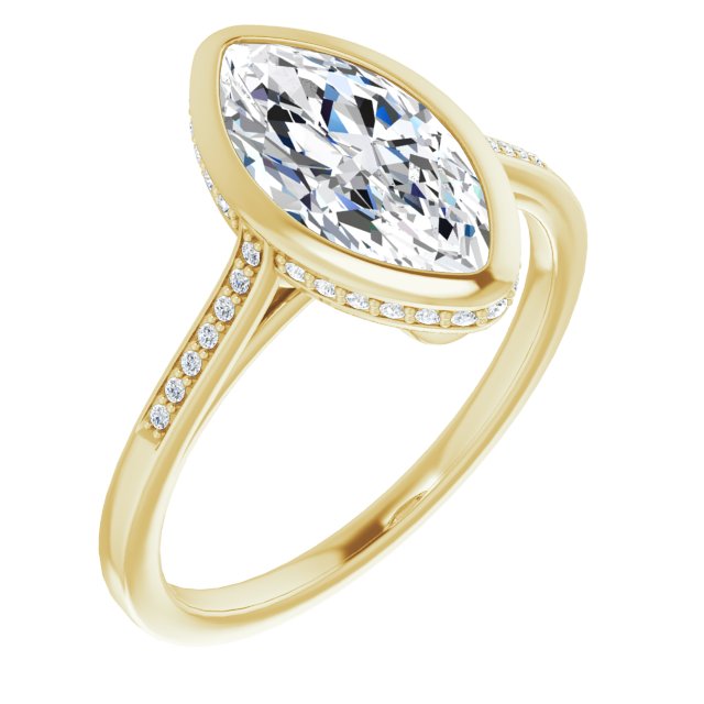 Cubic Zirconia Engagement Ring- The Adalynn (Customizable Cathedral-Bezel Marquise Cut Style with Under-halo and Shared Prong Band)