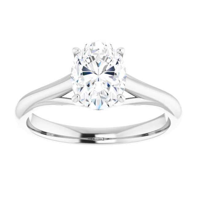 Cubic Zirconia Engagement Ring- The Holly (Customizable Oval Cut Solitaire with Crosshatched Prong Basket)