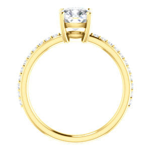 Cubic Zirconia Engagement Ring- The Delilah (Customizable Cushion Cut Petite Style with 3/4 Pavé  Band)