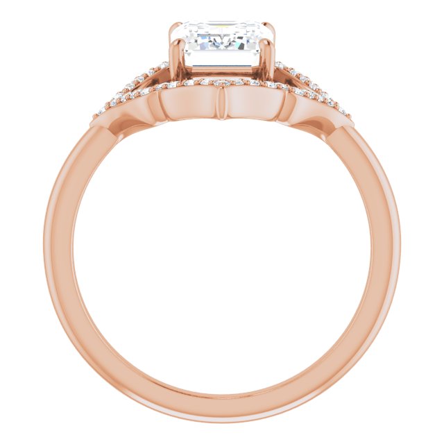 Cubic Zirconia Engagement Ring- The Casie Jean (Customizable Radiant Cut Style with Artistic Equilateral Halo and Ultra-thin Band)