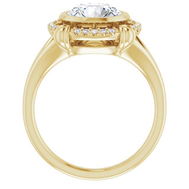 Cubic Zirconia Engagement Ring- The Leontine (Customizable Round Cut Design with Split Band and "Lion's Mane" Halo)
