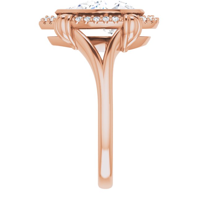 Cubic Zirconia Engagement Ring- The Leontine (Customizable Pear Cut Design with Split Band and "Lion's Mane" Halo)