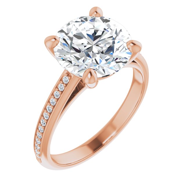 10K Rose Gold Customizable Cathedral-set Round Cut Style with Shared Prong Band
