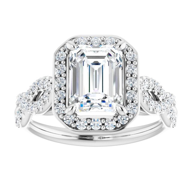 Cubic Zirconia Engagement Ring- The Jakayla (Customizable Cathedral-Halo Radiant Cut Design with Artisan Infinity-inspired Twisting Pavé Band)