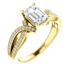 Cubic Zirconia Engagement Ring- The Tawny (Customizable Radiant Cut Bypass Pavé Split-Band with Twist)