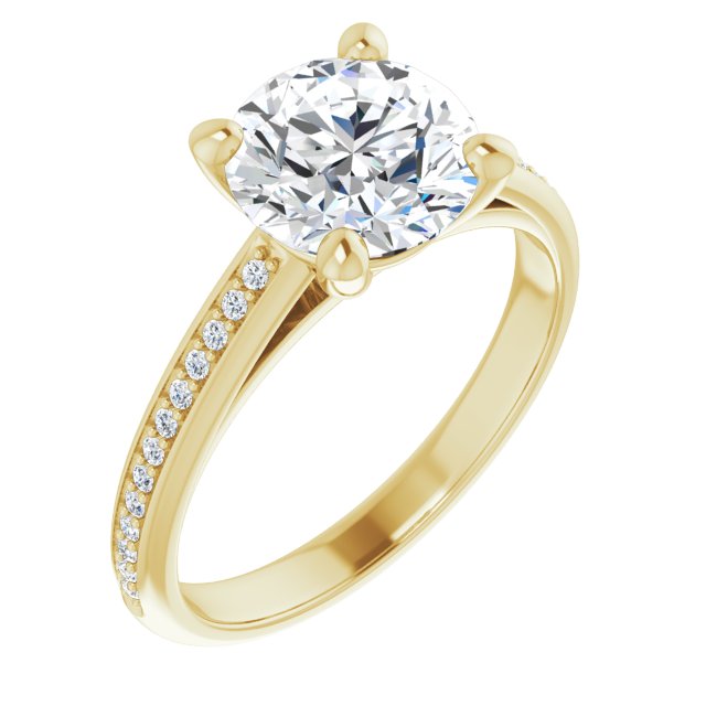 Cubic Zirconia Engagement Ring- The Ahimsa (Customizable Cathedral-set Round Cut Style with Shared Prong Band)