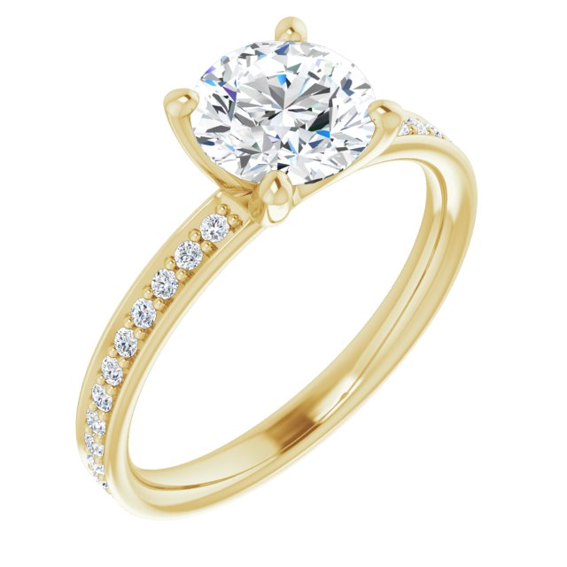10K Yellow Gold Customizable Classic Prong-set Round Cut Design with Shared Prong Band