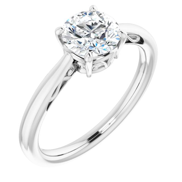 10K White Gold Customizable Round Cut Solitaire with 'Incomplete' Decorations