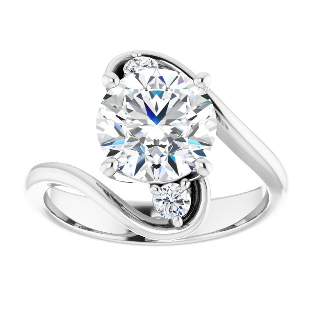 Cubic Zirconia Engagement Ring- The Clarice (Customizable 3-stone Round Cut Setting featuring Artisan Bypass)