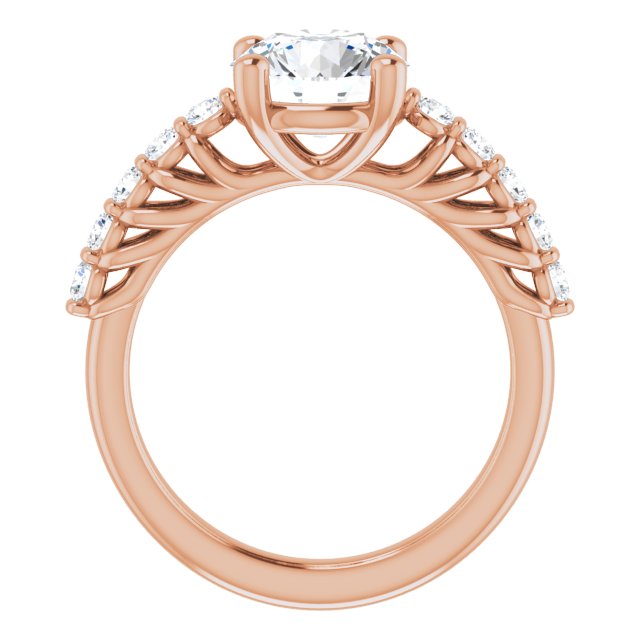 Cubic Zirconia Engagement Ring- The Alaia (Customizable Round Cut Style with Round Bar-set Accents)