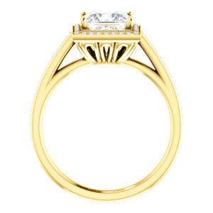 Cubic Zirconia Engagement Ring- The Laila Jean (Customizable Cathedral-set Princess Cut with Halo and Thin Pavé Band)